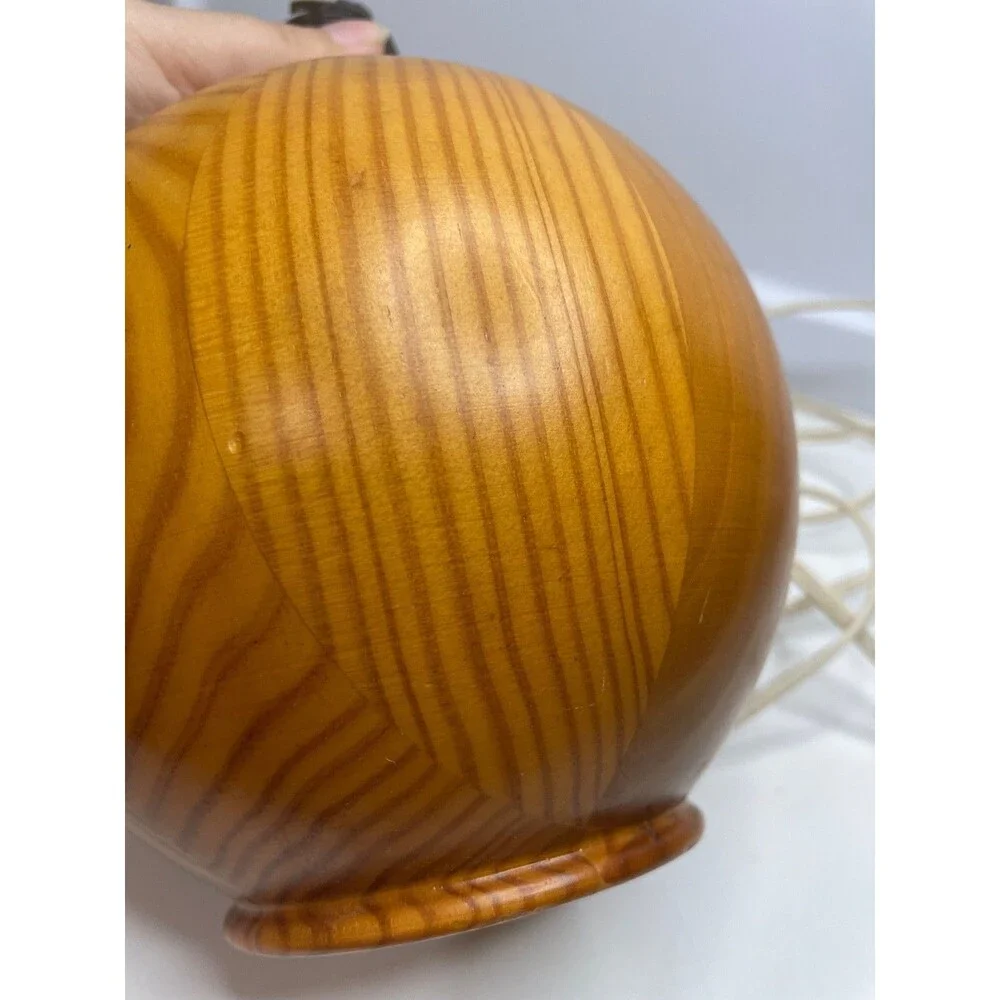Vintage Ikea round designer pine Table Lamp Scandinavian Design MCM
